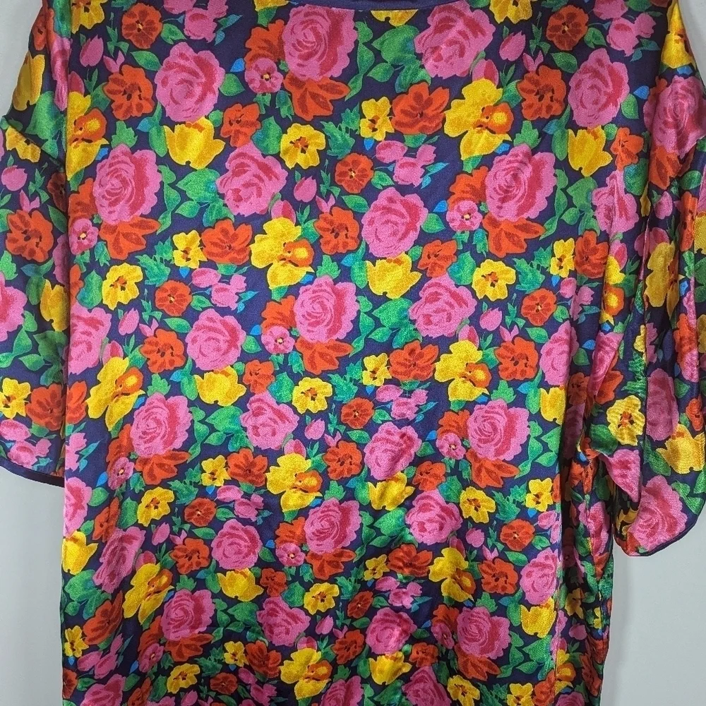 Vintage Victoria's Secret gold label floral Rosette satin nightgown woman's L